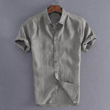 Load image into Gallery viewer, 2019 New Men&#39;s Casual Cotton linen shirt Male White Short Sleeve Shirts Men Summer Solid Color Shirt Tops M-3XL