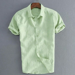2019 New Men's Casual Cotton linen shirt Male White Short Sleeve Shirts Men Summer Solid Color Shirt Tops M-3XL