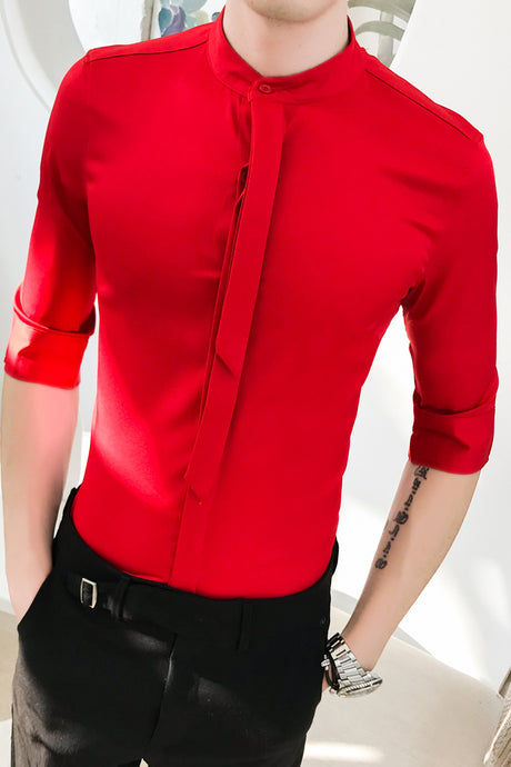 2019 Summer Men's Slim Short Sleeve Shirt Sleeve Shirt Men's Social Guy Flower Shirt